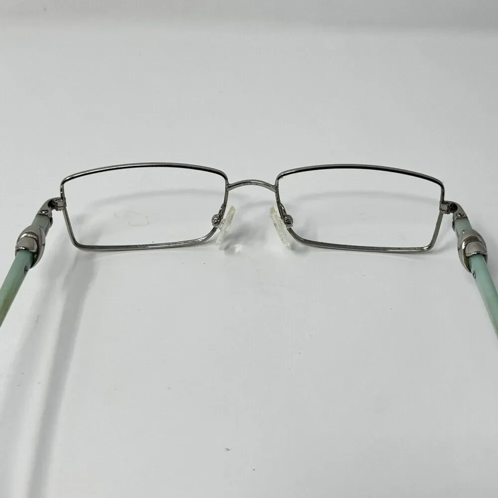 Tiffany & Co. Silver Metal Teal Accent Temple Eyeglass Frames 52-16-135